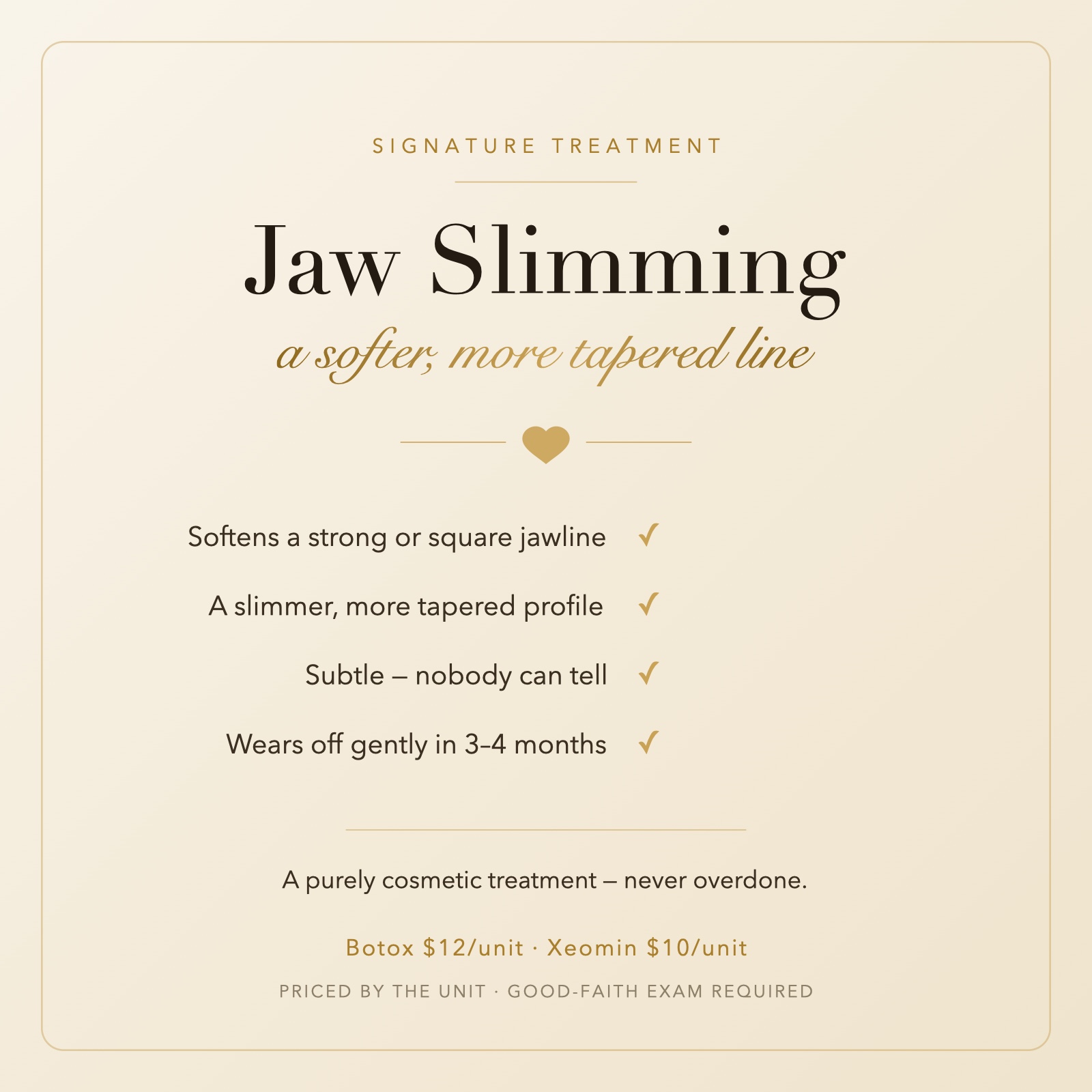 Jaw slimming and facial contouring with Botox — a softer, more tapered jawline